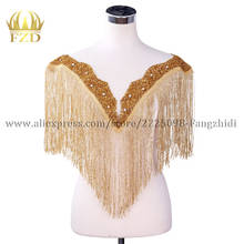 FZD 1 Piece  Front&back Gold tassel stripes Clothes Patches for Wedding Dresses DIY Fringe Decorative clothing trimming patch 2024 - buy cheap