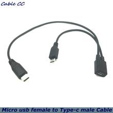 Cabo micro usb fêmea para usb tipo c, cabo de carregamento e micro usb macho 2024 - compre barato