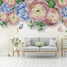Custom 3D Mural Wallpaper Modern Hand Painted Flower Butterfly Pastoral Bedroom Living Room Decoration Self-adhesive Wallpaper 2024 - buy cheap