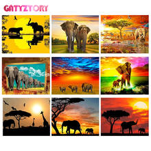 Gatyztory quadro elefante quadro diy pintura por números animais desenho da lona kits pintados à mão decoração da parede 60 × 75cm presente 2024 - compre barato