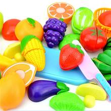 Novo 1 conjunto seguro crianças jogar casa brinquedo de plástico comida brinquedo corte frutas vegetais cozinha bebê crianças fingir jogar brinquedos educativos 2024 - compre barato