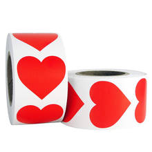 Adesivo artesanal com etiqueta de coração, adesivo de papelaria redondo faça você mesmo. 100 peças/rolo 2024 - compre barato