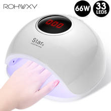 ROHWXY Сушилка для ногтей для маникюра 66 Вт гелевая лампа для всех ногтей Гель-лак УФ светодиодный светильник с ЖК-дисплеем для профессионального маникюра инструменты 2024 - купить недорого