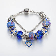 ANNAPAER-Pulseras de corazón romántico con corona de tortuga, dije de cristal azul, joyería artesanal, B16096, novedad de 2019 2024 - compra barato