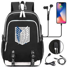 New Anime Attack on Titan Multifunction Backpack USB Charging Luminous School Bags for Teenage Girls Boys Laptop Travel Rucksack 2024 - buy cheap