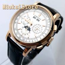Corgeut 42mm Men's Top Luxury Mechanical Watch Rose Gold Case White Dial Moon Phase Year Day Month Week Men's Automatic Watch 2024 - buy cheap