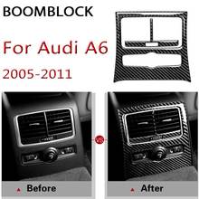 BOOMBLOCK Car Interior Carbon Fiber Rear Air Condition Vent Decorative Stickers Styling For Audi a6 c5 c6 2005-2011 Accessories 2024 - buy cheap