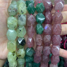 Cuentas de piedra Natural de cuarzo de color fresa, cuentas de piedra Natural de Prehnita de 15 pulgadas, facetadas, irregulares, bricolaje, cuentas de piedra sueltas para fabricación de joyas, collar 2024 - compra barato