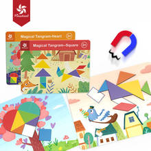 Rolo adesivo magnético tangram 3d, para crianças 3 + formato de memória, ajuda educacional, presente de brinquedo interativo para pais e filhotes 2024 - compre barato