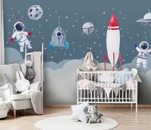 Papel tapiz 3D personalizado de cualquier tamaño, decoración del hogar, cohete espacial dibujado a mano, habitación de niños, dormitorio de niña, papel tapiz 3D de dibujos animados 2024 - compra barato