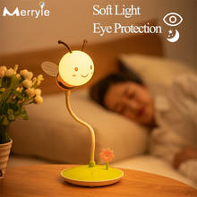 USB Recharge Night Light Touch Sensor Carton Bee Night Lamp Creative Dimming Reading Lamp for Bedside Baby's Room Infant Gift 2024 - buy cheap