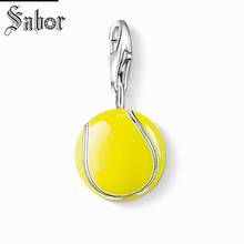 thomas Tennis Ball Charm Pendant,2020 Fashion Jewelry For Women Men,Sporty Gift Silver color plated Fit Bracelet charms 2024 - buy cheap