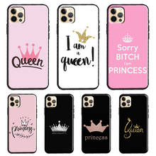 Rainha coroa princesa caso para iphone 12 pro max 13 mini xr x xs 7 8 plus se 2020 11 pro max capa traseira escudo 2024 - compre barato