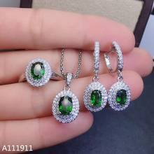 KJJEAXCMY Fine Jewelry 925 Sterling Silver Inlaid Natural Diopside Necklace Ring Earring Popular Ladies Suit Support Test Cute 2024 - buy cheap