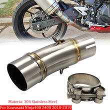 51MM Motorcycle Exhaust Muffler middle pipe link pipe Slip-on for Kawasaki Ninja400 Ninja 400 Z400 Z 400 2018 2019 2024 - buy cheap