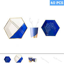 Vajilla desechable para fiesta de cumpleaños, decoración de boda para niños, suministros de fiesta, platos de papel de bronce de estrella, vasos de papel 2024 - compra barato