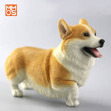 Modelo de estatuetas em miniatura de animal, figuras de cão de simulação corgi para crianças, acessórios de decoração da casa brinquedo garcon, presente para crianças bk50sb 2024 - compre barato