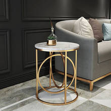 Modern Round Side Table for Living Room Bedroom Nordic Luxury Iron Frame Marble Top Coffee Table Small Sofa End Table 40cm*60cm 2024 - buy cheap