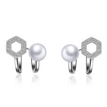 Pendientes de plata esterlina 925 de lujo para mujer, aretes de Clip de perlas y estrella de circonia, aretes 2024 - compra barato