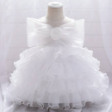 Летнее белое детское платье для крещения, платье принцессы на день рождения для маленьких девочек, кружевное платье-пачка с тортом, Одежда для новорожденных девочек 2024 - купить недорого