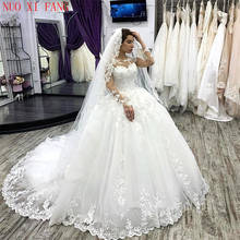 NUOXIFANG Elegant Long Sleeves Plus Size Wedding Dress White Robe De Mariee 2020 Appliques Lace Bridal Gowns Vestido De Novias 2024 - buy cheap
