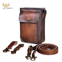 Genuine Leather Male Casual Design Mini Shoulder Messenger Crossbody bag Fashion Fanny Belt Waist bag Travel 7" Pouch Men 021-db 2024 - buy cheap