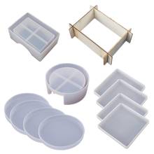 Moldes de silicona para posavasos, Kit de moldes de resina epoxi para fundición de resina, incluye 4 piezas cuadradas y 4 piezas redondas 2024 - compra barato