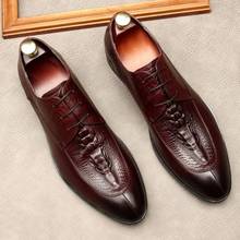 Qualidade em relevo sapatos de couro de vaca sapatos masculinos preto marrom sapatos de casamento dos homens de luxo escritório trabalho derby sapatos tamanho 37-45 2024 - compre barato