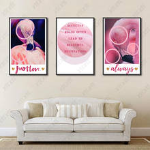 Quadros geométricos circulares rosa de flamingo, letras em inglês, arte para parede, posteres e impressões, pintura em tela, decoração de quarto e sala de estar 2024 - compre barato
