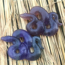 Natural crystal carving animal reiki gemstone crystal folk crafts crystal animal statue rainbow fluorite snake for fengshui 2024 - buy cheap