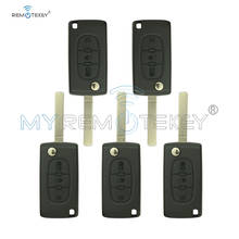 Remtekey 5pcs Flip remote key 3 button 433mhz VA2 PCF7941 chip car key for Citroen Peugeot key CE0523 middle button light ASK 2024 - buy cheap