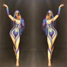 Celebrate Nightclub Stage Bodysuit Customes Women Sexy Stage Costumes for Singer Butterfly Sparkly Crystal Rhinestone Jumpsuit 2024 - buy cheap
