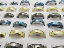 Wholesale 50 pcs 6mm Three-color mix Inner and outer arc marking Stainless steel rings Fashion Jewelry 2024 - buy cheap