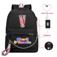 Mochila Charli Damelio para adolescentes, morral escolar con carga USB para ordenador portátil, color rosa, para viaje 2024 - compra barato
