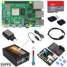 Raspberry Pi 4 Model B, 8 ГБ, 4 Гб, 2 Гб, сенсорный экран 50 кадров в секунду, чехол, вентилятор, радиаторы, адаптер питания, TF-карта 32, 64, 128 ГБ для Pi 4 2022 - купить недорого