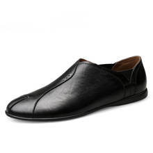 Zapatos de cuero genuino de talla 36 ~ 46, mocasines de cuero de vaca para hombre, zapatos casuales cómodos para conducir, zapatos mocasines hechos a mano para hombre 2024 - compra barato