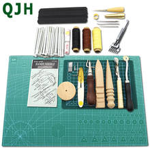 Leather Craft Tools Kit Hand Sewing Stitching Punch Carving Work Saddle Groover Set Accessories DIY Leather Tool PVC Cutting mat 2024 - buy cheap