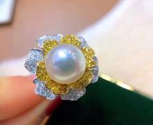 Anillo de perlas D1023 para mujer, joyería fina de Plata de Ley 925 redonda de 11-12mm, anillo de perlas blancas de agua dulce natural para mujer 2024 - compra barato