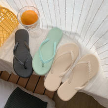 Zapatillas de verano con Cinturón trenzado para mujer, chanclas coreanas, Sandalias planas antideslizantes de moda, fondo suave y cómodo, 2021 2024 - compra barato