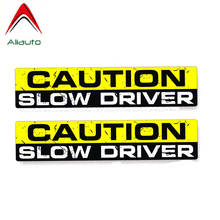 Aliauto 2 x aviso etiqueta do carro personalidade cuidado motorista lento decalque acessórios pvc para mazda land rover seat leon vw, 15cm * 3cm 2024 - compre barato