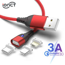 IONCT 3A Быстрая зарядка Магнитный кабель для передачи данных для iPhone samsung Android Шнур кабель провода телефонной магнитное зарядное устройство Тип C Micro USB кабель для передачи данных 2024 - купить недорого