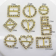 10pcs Mix Size Buttons Crystal Rhinestone Buckle Invitation Ribbon Slider For Wedding Gold Color Diy Accessories 2024 - buy cheap