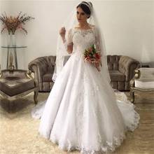 Vestido De boda de lujo De manga larga, de encaje y tul, para novia, boda, 2020 2024 - compra barato