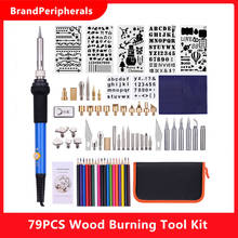 Conjunto de ferramentas de pirografia profissional, 79 peças, solda de ferro, temperatura ajustável de 200-450 ℃ para queima de madeira 2024 - compre barato
