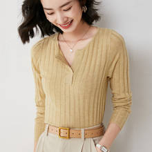 Wool Sweater  Women  Long Sleeve Elegant Vintage Jumper Solid Wool Knitted Spring and Autumn 2024 - buy cheap