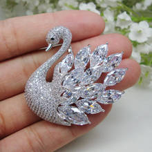 Woman's Charming Swan Clear Zircon Crystal Bride Brooch Pin Holiday Gifts Fashion Accessories 2024 - buy cheap
