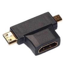 High Quality 3 In 1 HDMI-compatible Female To Mini Male + Micro Male Adapter T Shape Converter for HDTV 1080P 100pcs/lot 2024 - buy cheap