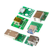5 uds. De conector USB macho/MINI MICRO USB a conector hembra 2,54 conector B Tipo C USB2.0 3,0 convertidor hembra PCB 2024 - compra barato