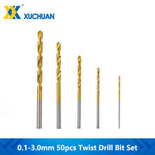 Twist Drill Bit Set HSS Drilling 50pc TiN Coating 1.0/1.5/2.0/2.5/3.0mm For Wood Metal Mini Drill Bit Set Gun Drill Bits 2024 - buy cheap