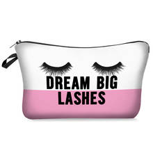 BagVogue cosmetic organizer bag dream big lashes Printing Cosmetic Bag Fashion Women Brand makeup bag 2024 - buy cheap